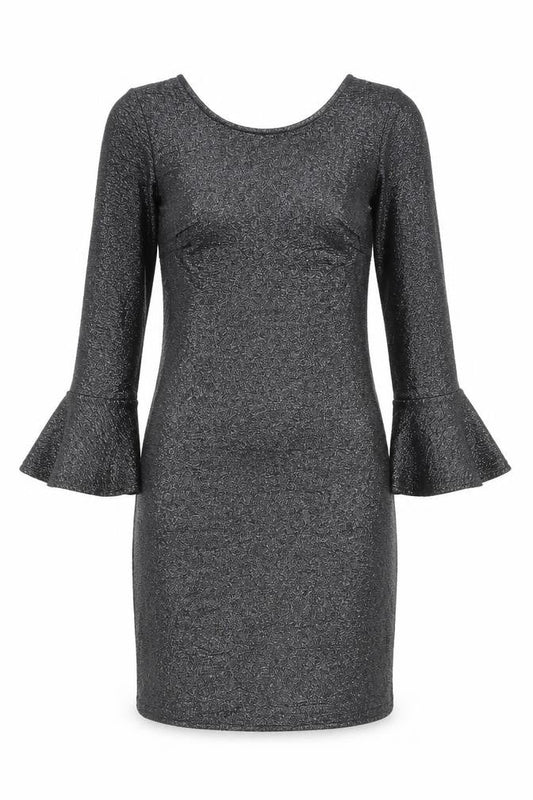 F&F Womens Silver Polyester Mini Size 6 Round Neck Pullover - Bell Sleeve