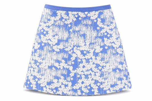 Great Plains London Womens Blue Floral Polyester A-Line Skirt Size 14 Zip
