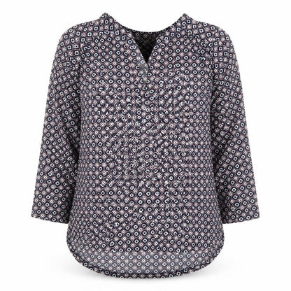 H&M Womens Blue Geometric Polyester Basic Blouse Size S V-Neck