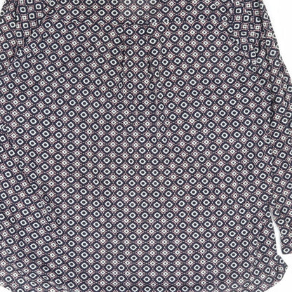 H&M Womens Blue Geometric Polyester Basic Blouse Size S V-Neck