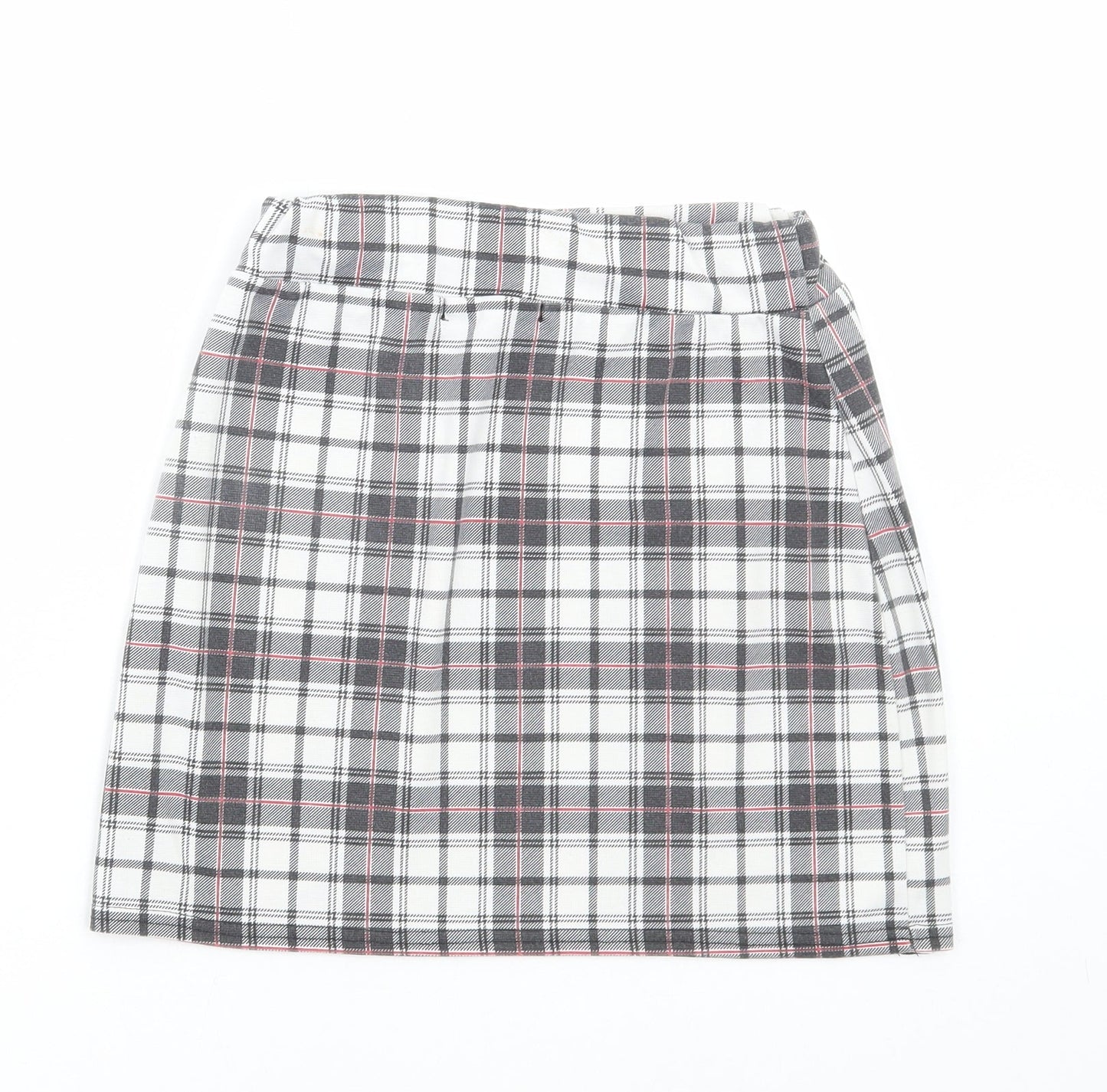 Lasula Womens Grey Plaid Polyester Mini Skirt Size 8