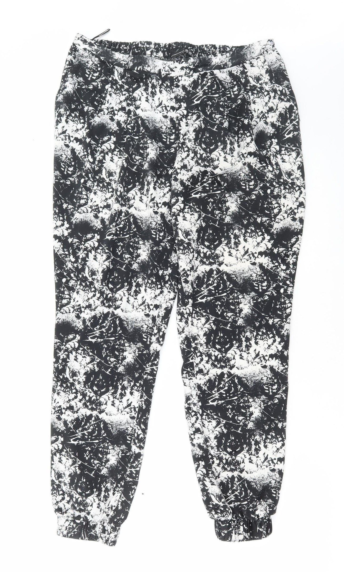 Atmosphere Womens Black Geometric Polyester Bloomer Trousers Size 14 L29 in Regular
