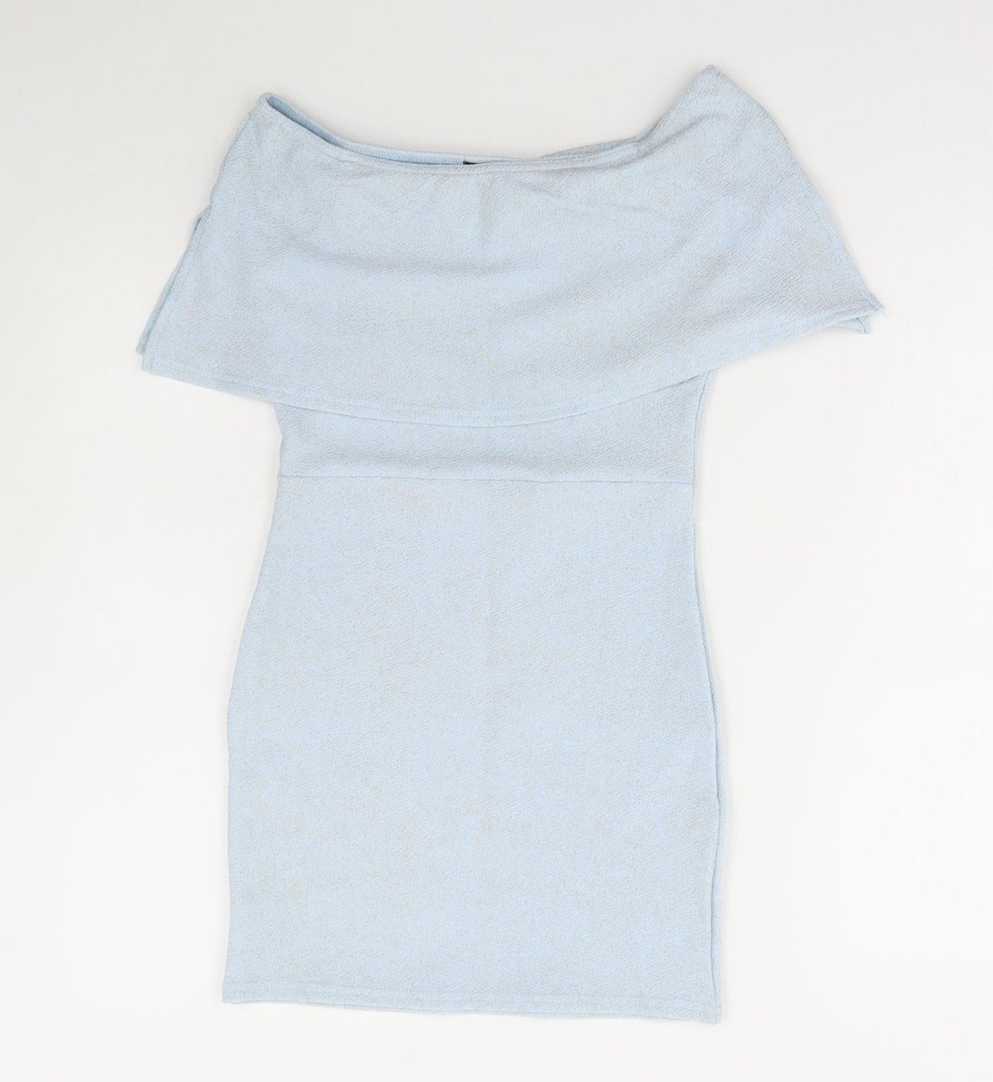 I SAW IT FIRST Womens Blue Polyester Bodycon Size 8 Round Neck Pullover