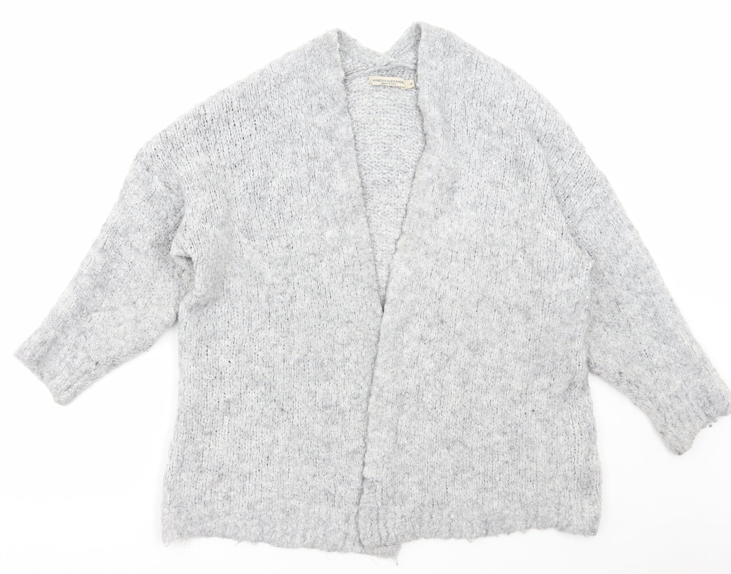 Vanessa Alexandra Womens Grey V-Neck Polyacrylate Fibre Cardigan Jumper Size S