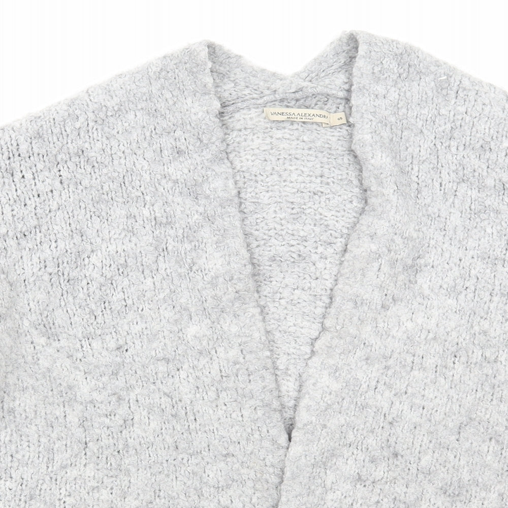 Vanessa Alexandra Womens Grey V-Neck Polyacrylate Fibre Cardigan Jumper Size S