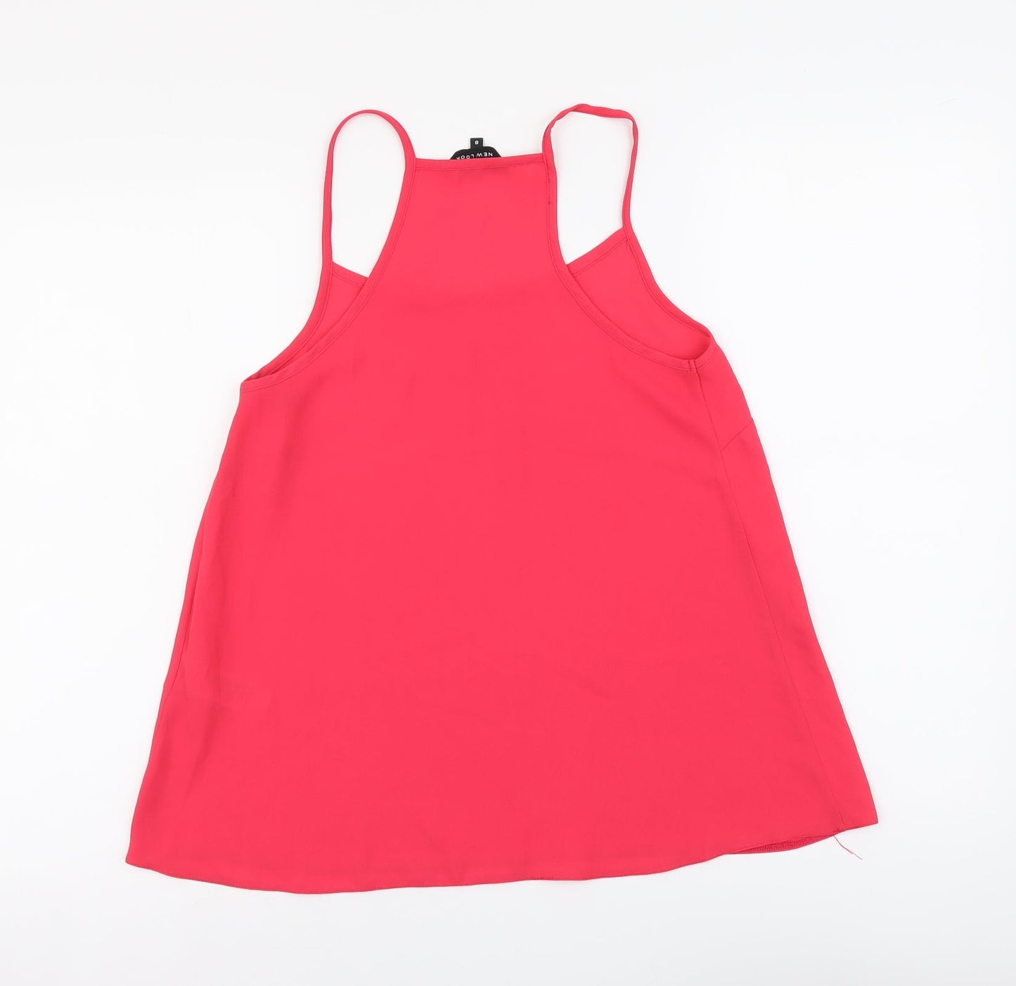 New Look Womens Pink Polyester Camisole Blouse Size 8 Round Neck