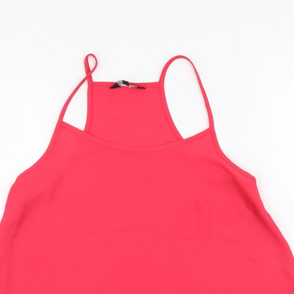 New Look Womens Pink Polyester Camisole Blouse Size 8 Round Neck