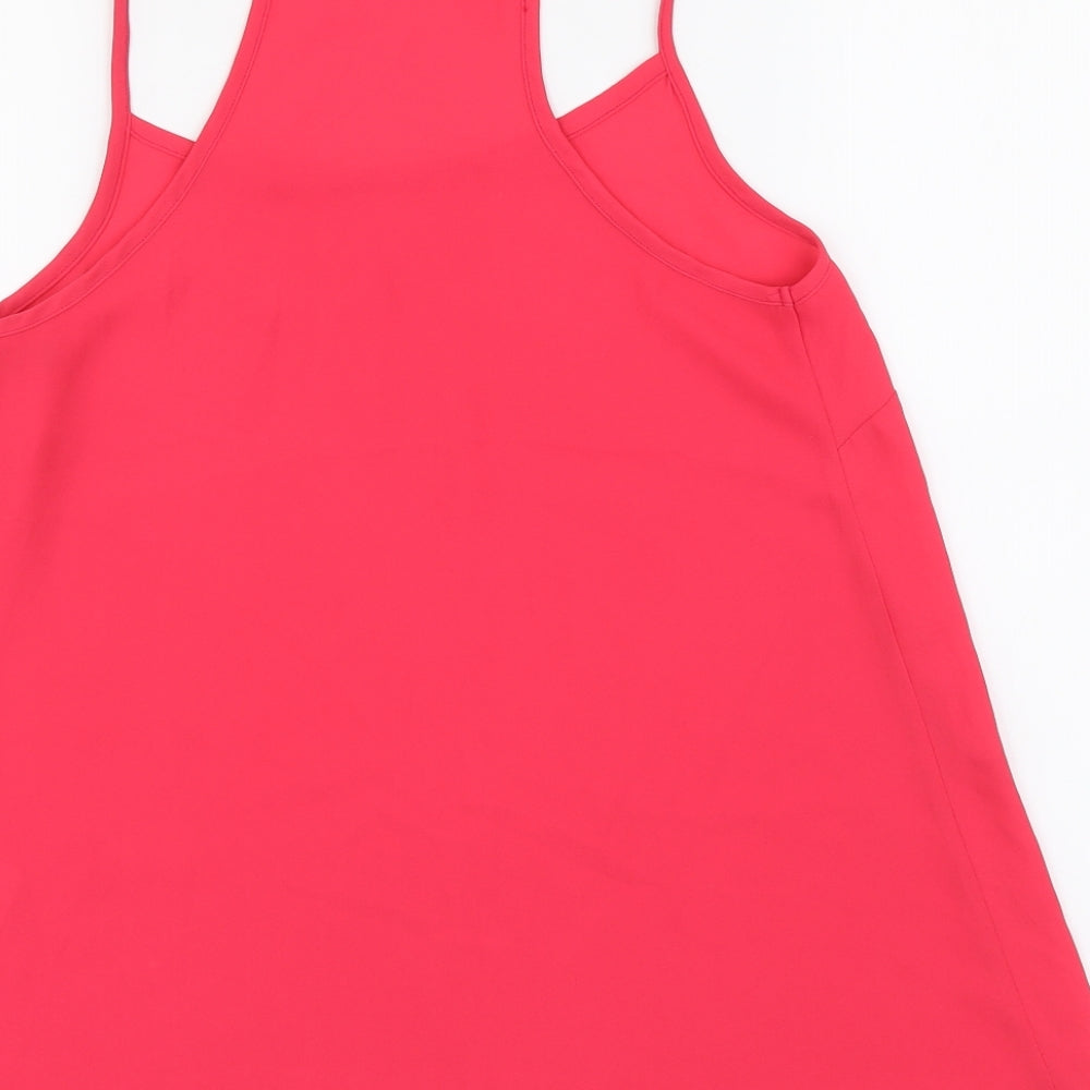 New Look Womens Pink Polyester Camisole Blouse Size 8 Round Neck