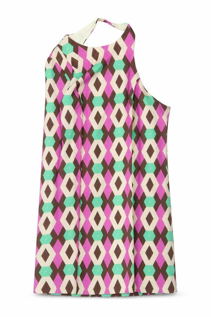 Zara Womens Multicoloured Geometric Polyester Mini Size S Round Neck Zip
