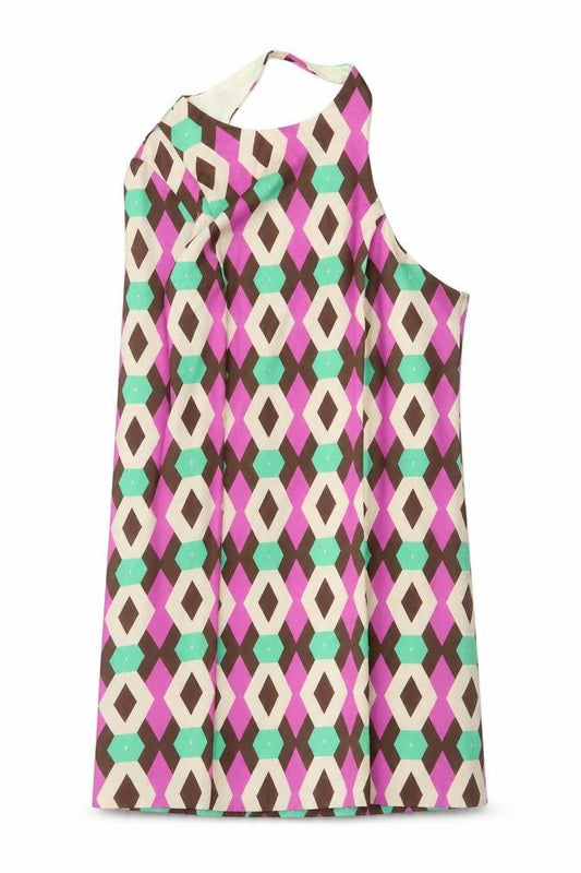 Zara Womens Multicoloured Geometric Polyester Mini Size S Round Neck Zip