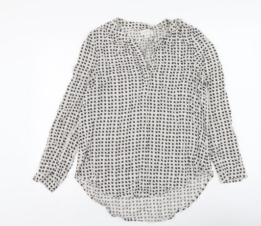 Velvet Womens Grey Geometric Viscose Basic Blouse Size M V-Neck