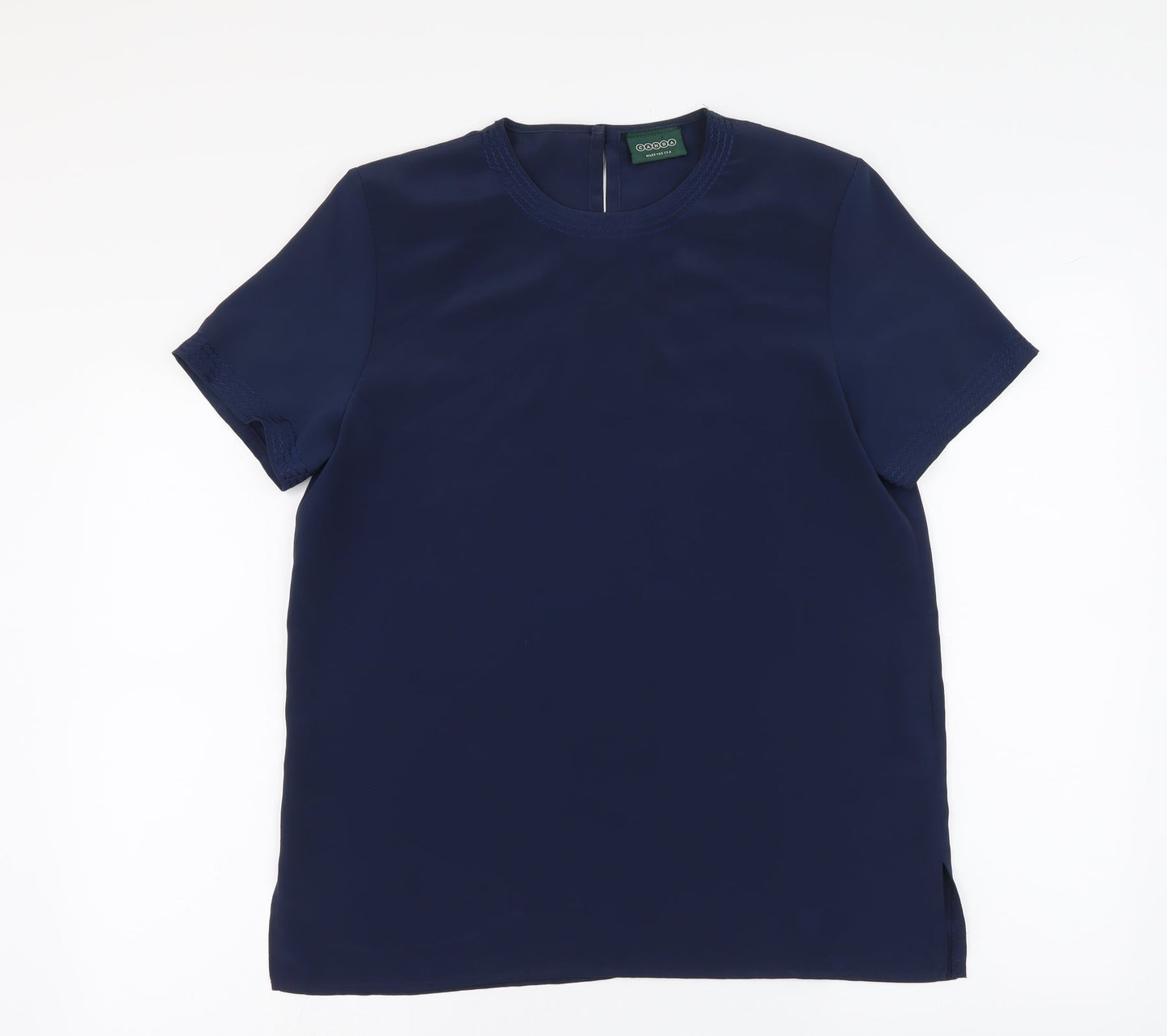 Canada Womens Blue Polyester Basic Blouse Size M Round Neck