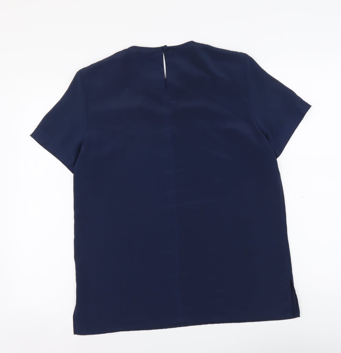 Canada Womens Blue Polyester Basic Blouse Size M Round Neck