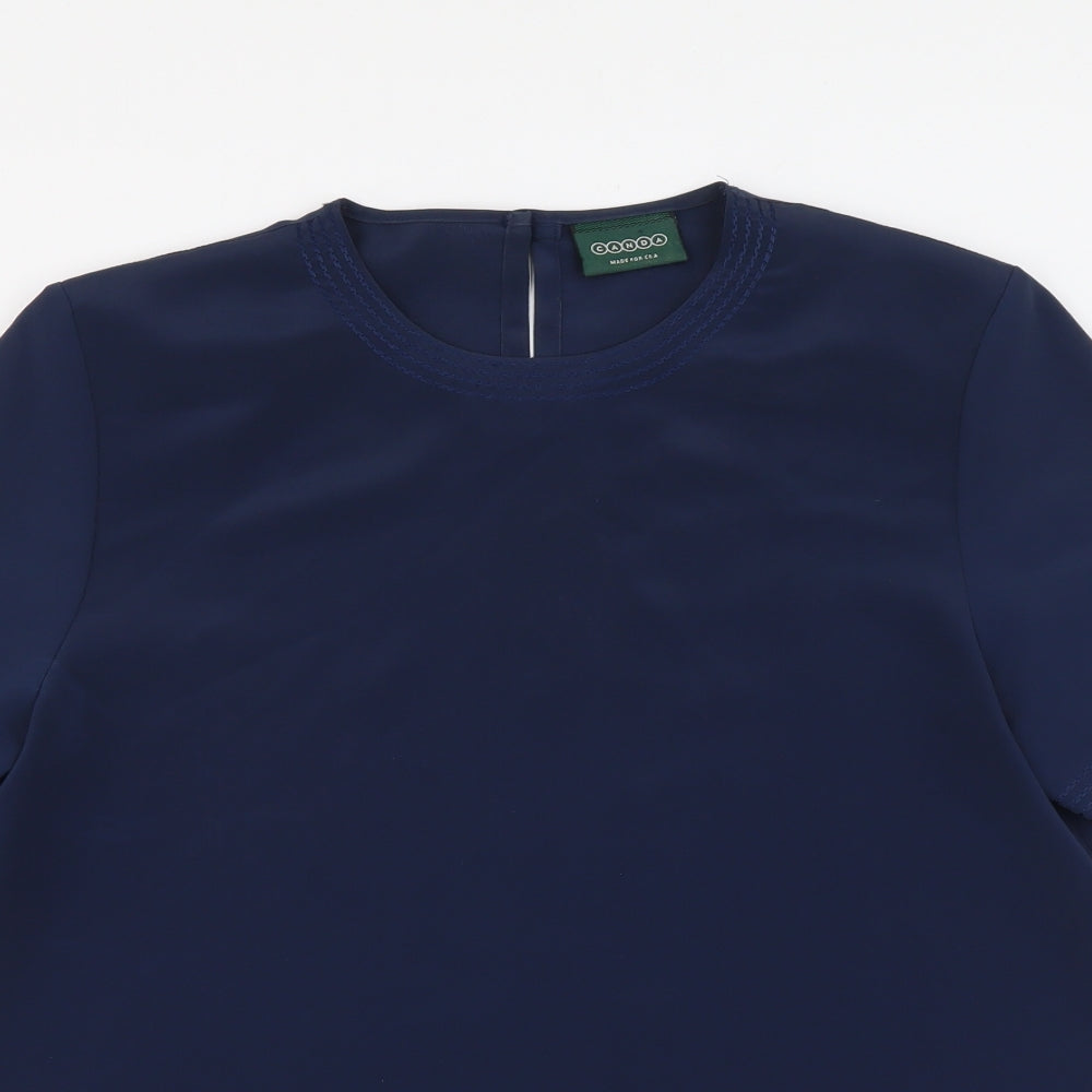 Canada Womens Blue Polyester Basic Blouse Size M Round Neck