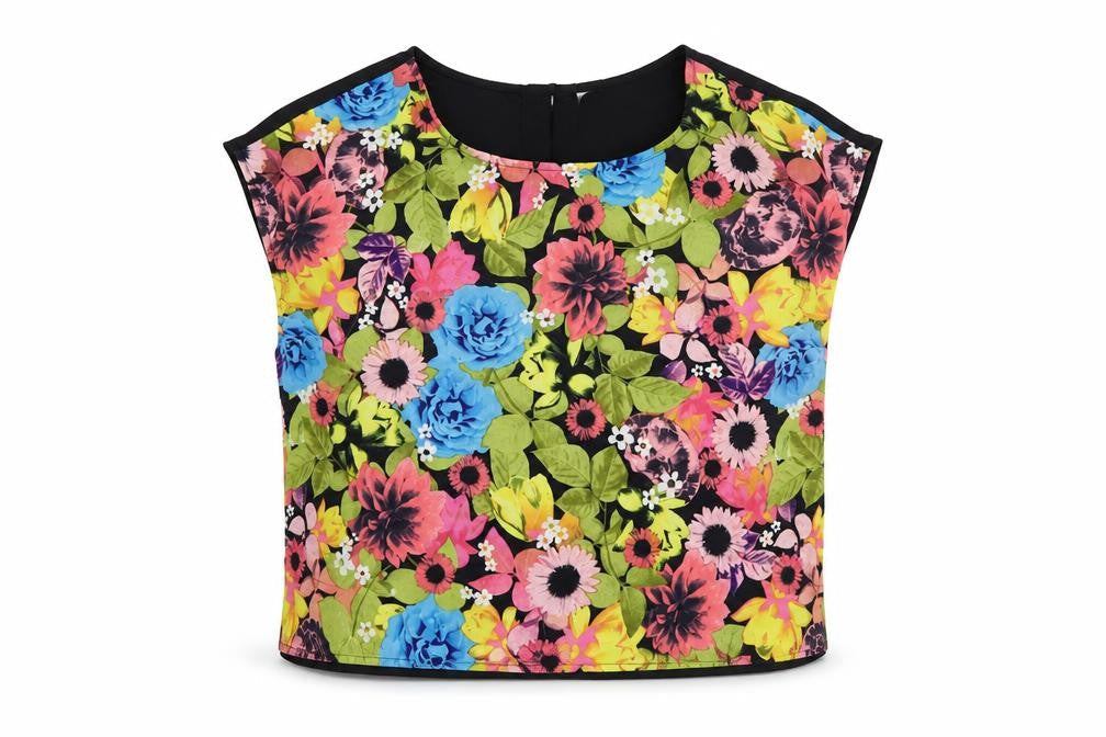 H&M Womens Multicoloured Floral Polyester Basic Blouse Size XS Round Neck