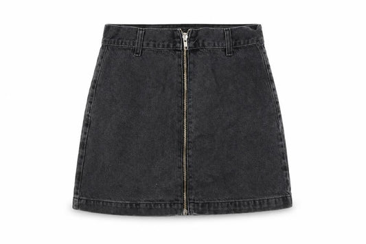 Topshop Womens Grey Cotton A-Line Skirt Size 10 Zip