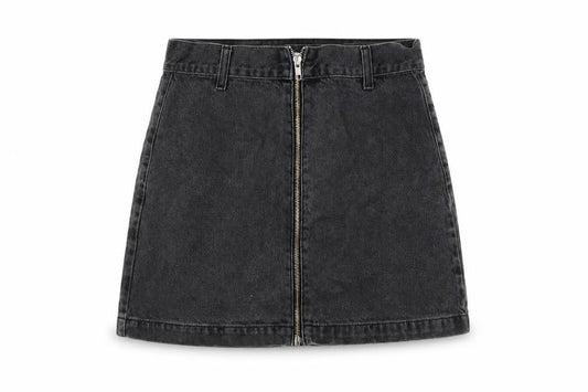 Topshop Womens Grey Cotton A-Line Skirt Size 10 Zip