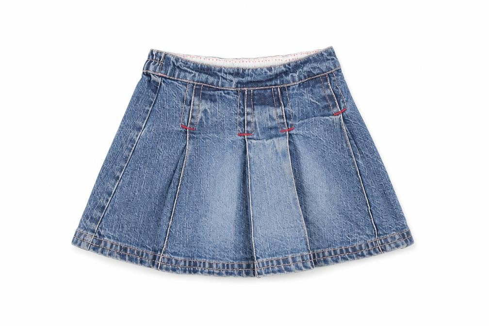 Morris Mouse Girls Blue Cotton Pleated Skirt Size 3 Years Regular Pull On
