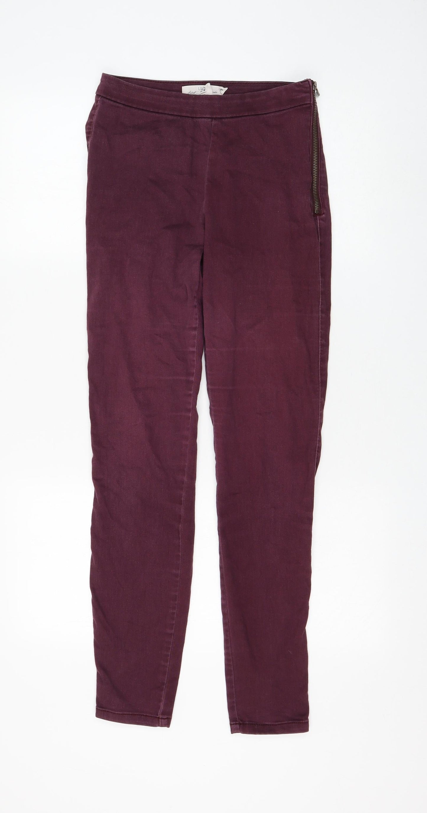 H&M Womens Purple Cotton Skinny Jeans Size 10 L30 in Regular Zip