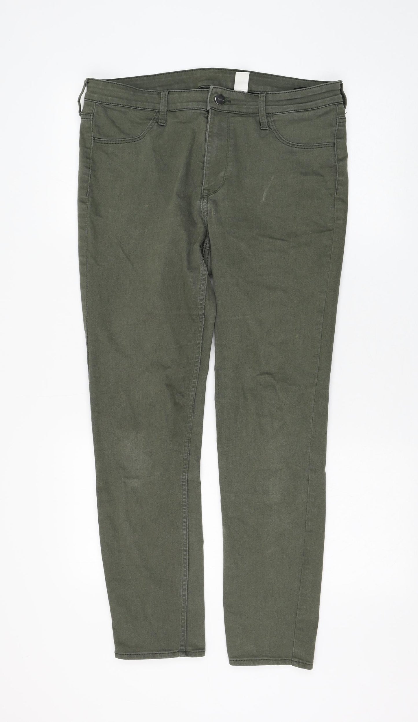 H&M Womens Green Cotton Skinny Jeans Size 33 in L28 in Regular Zip