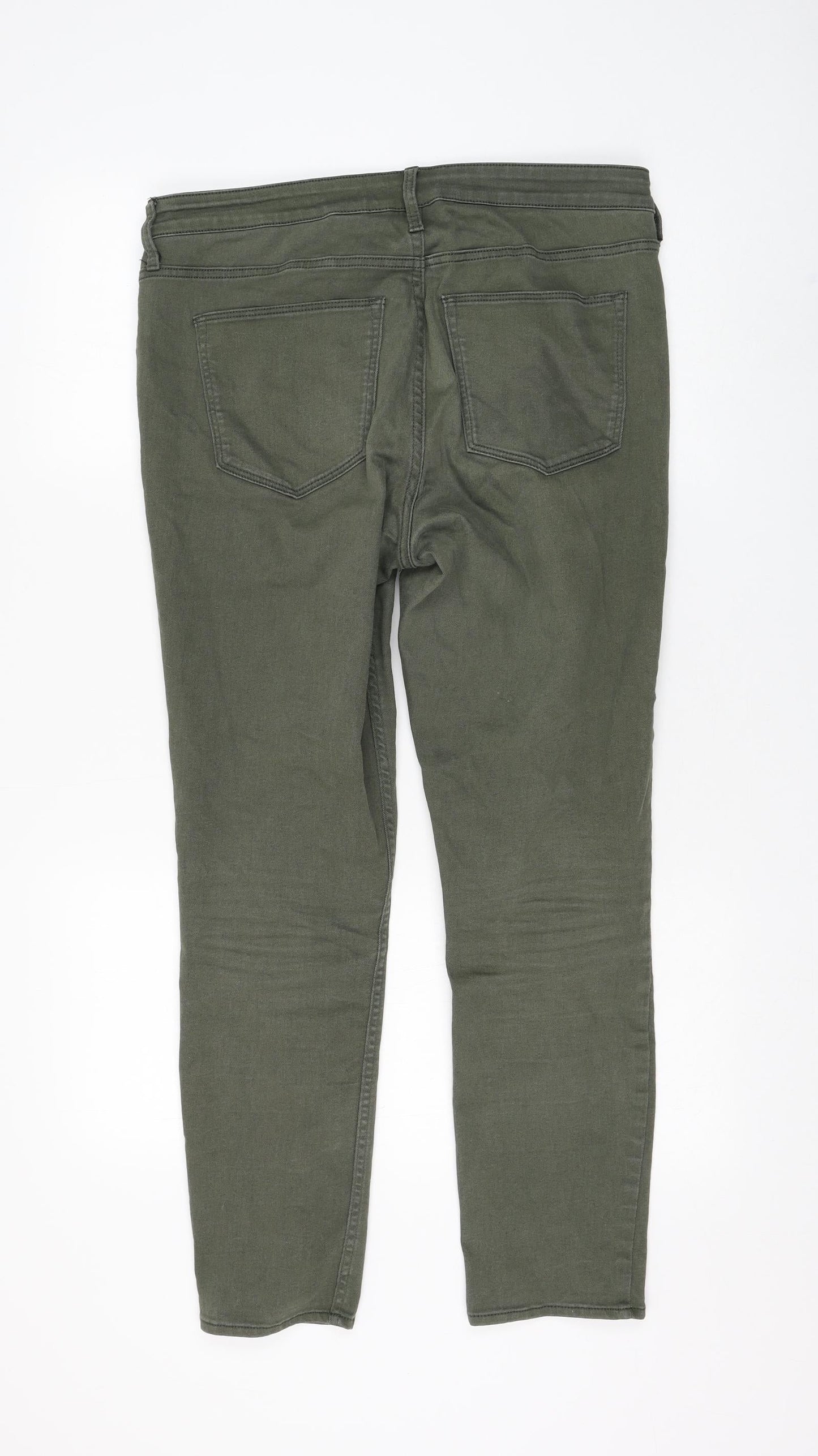 H&M Womens Green Cotton Skinny Jeans Size 33 in L28 in Regular Zip