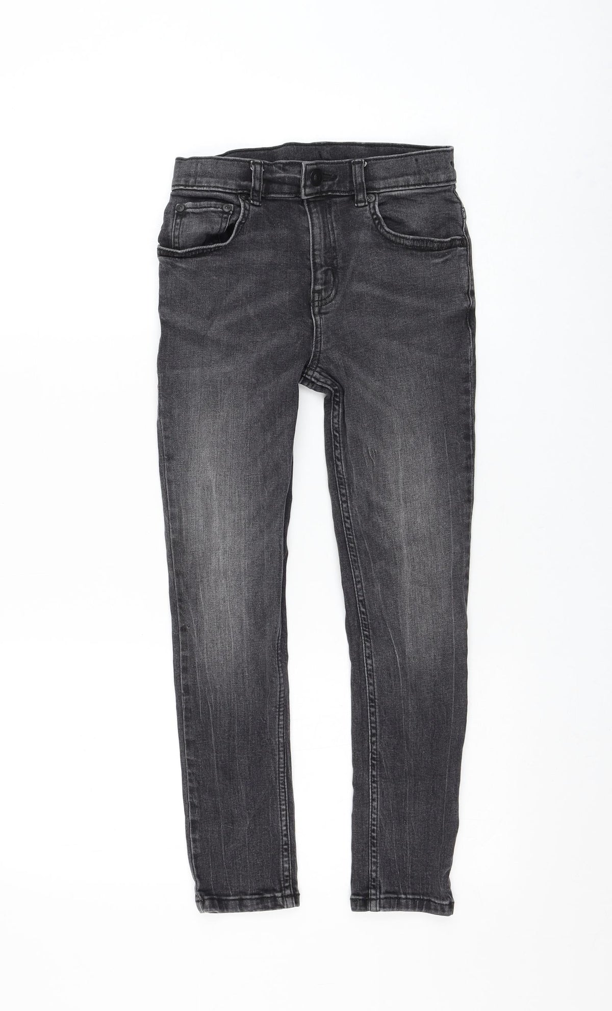 TU Boys Grey Cotton Skinny Jeans Size 9 Months Regular Zip