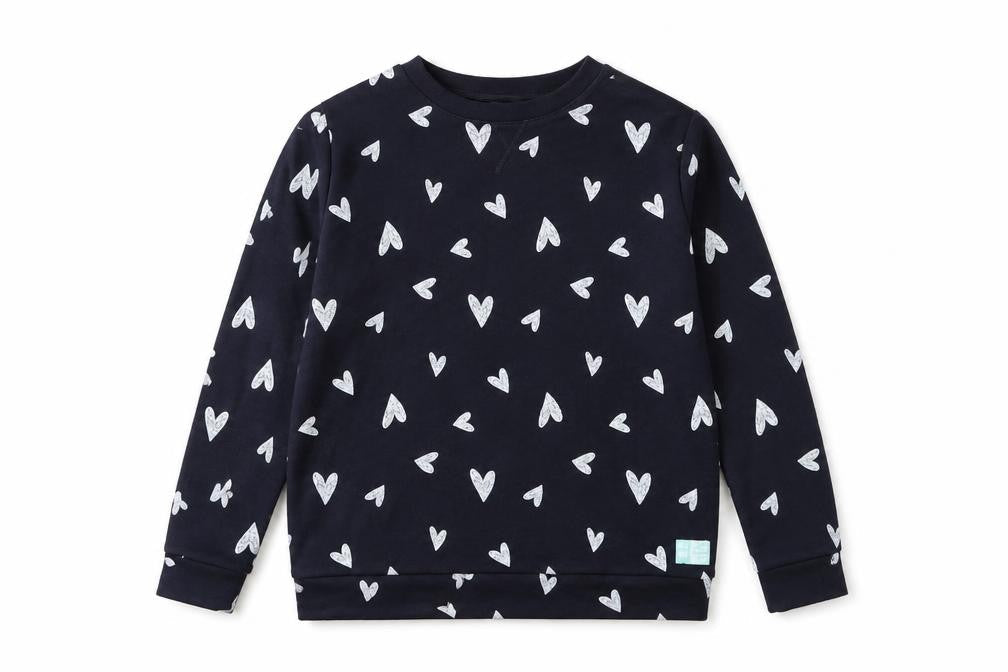 Marks & Spencer Girls Black Geometric Viscose Pullover Sweatshirt Size 11-12 Years Pullover - Heart