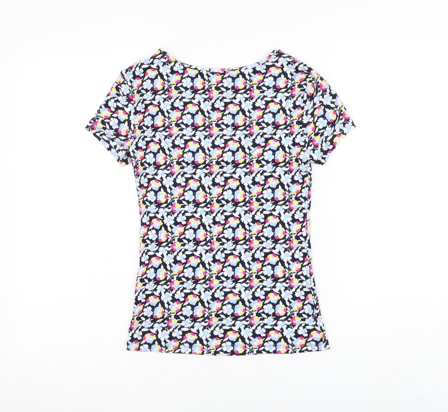 Marks and Spencer Womens Floral Viscose Basic T-Shirt Size 6 V-Neck