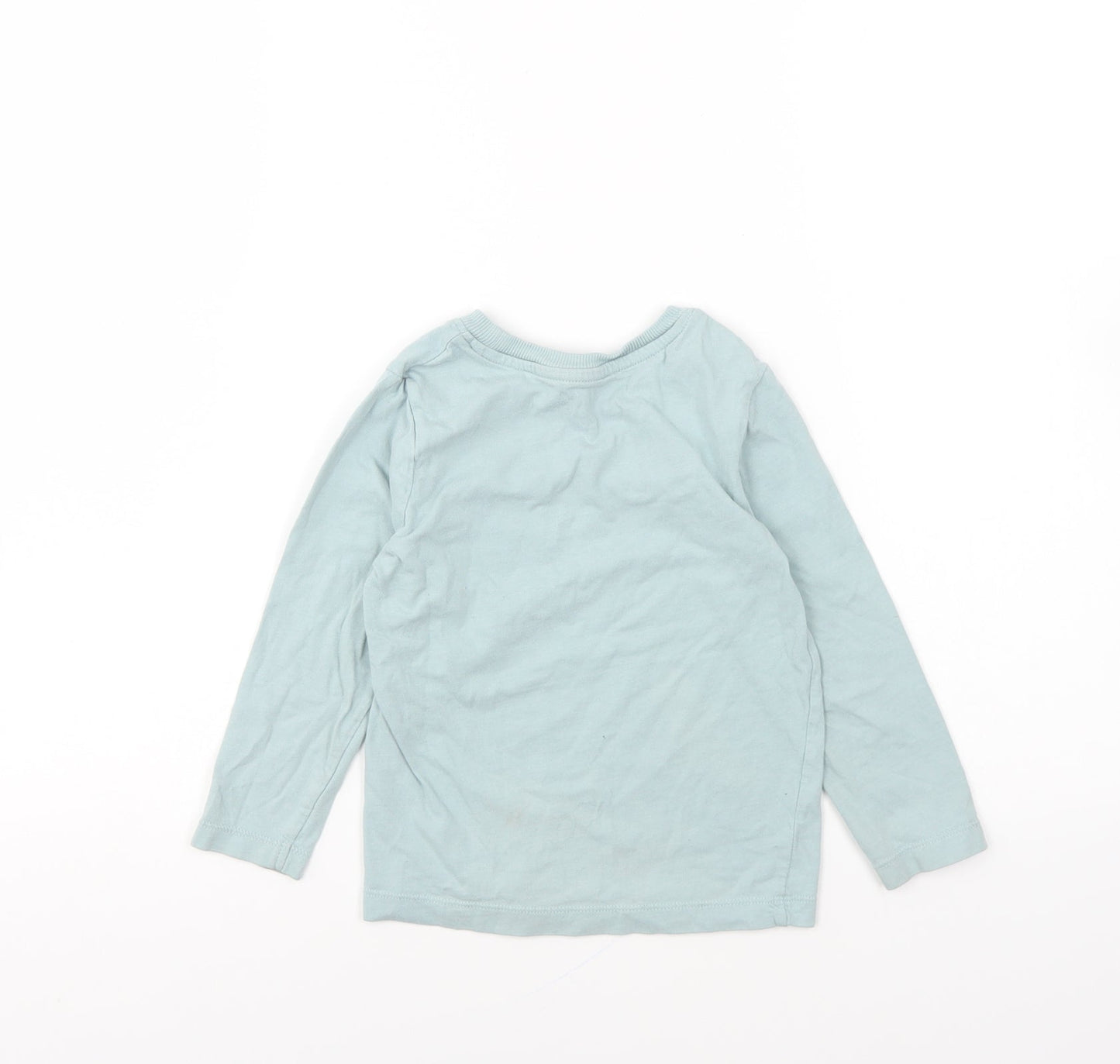Nutmeg Boys Blue Cotton Basic T-Shirt Size 2-3 Years Round Neck Pullover