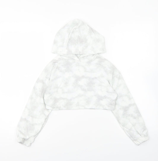 Matalan Girls Grey Polyester Pullover Hoodie Size 9 Years Pullover