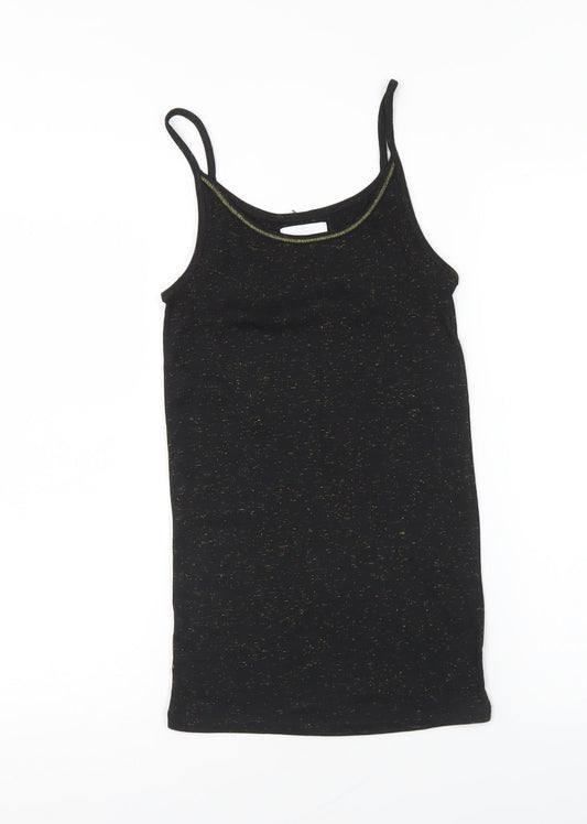 Matalan Girls Black Polyester Basic Tank Size 8-9 Years Round Neck Pullover