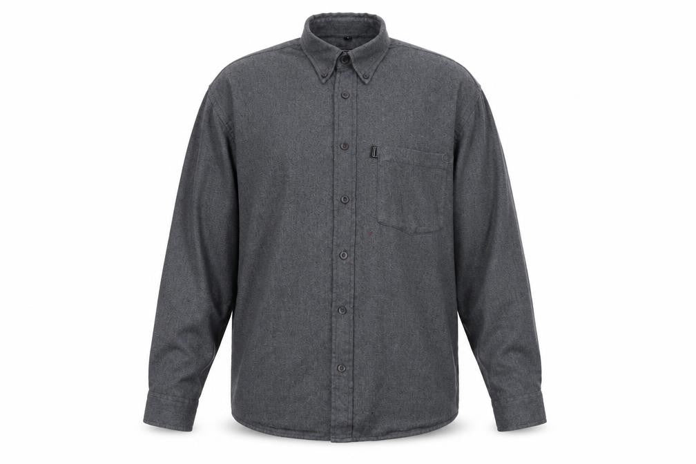 Recover Mens Grey Polyester Button-Up Size L Collared Button