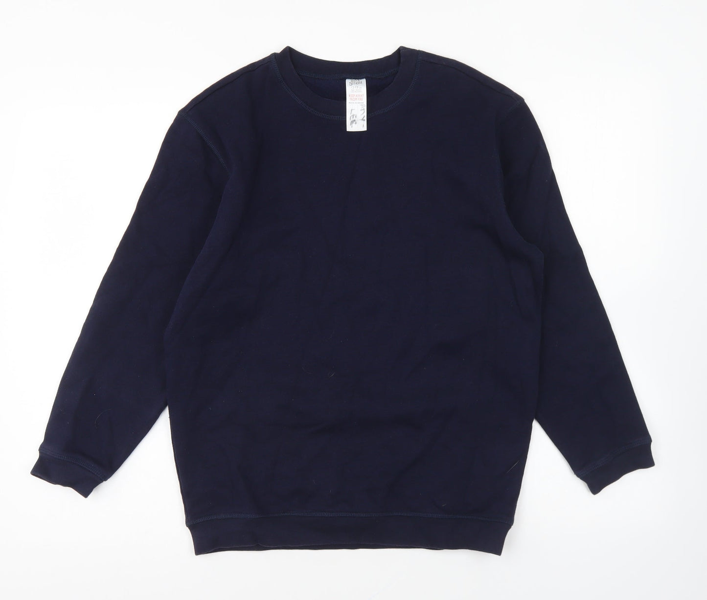Back To Scool Boys Blue Cotton Pullover Sweatshirt Size 12-13 Years Pullover
