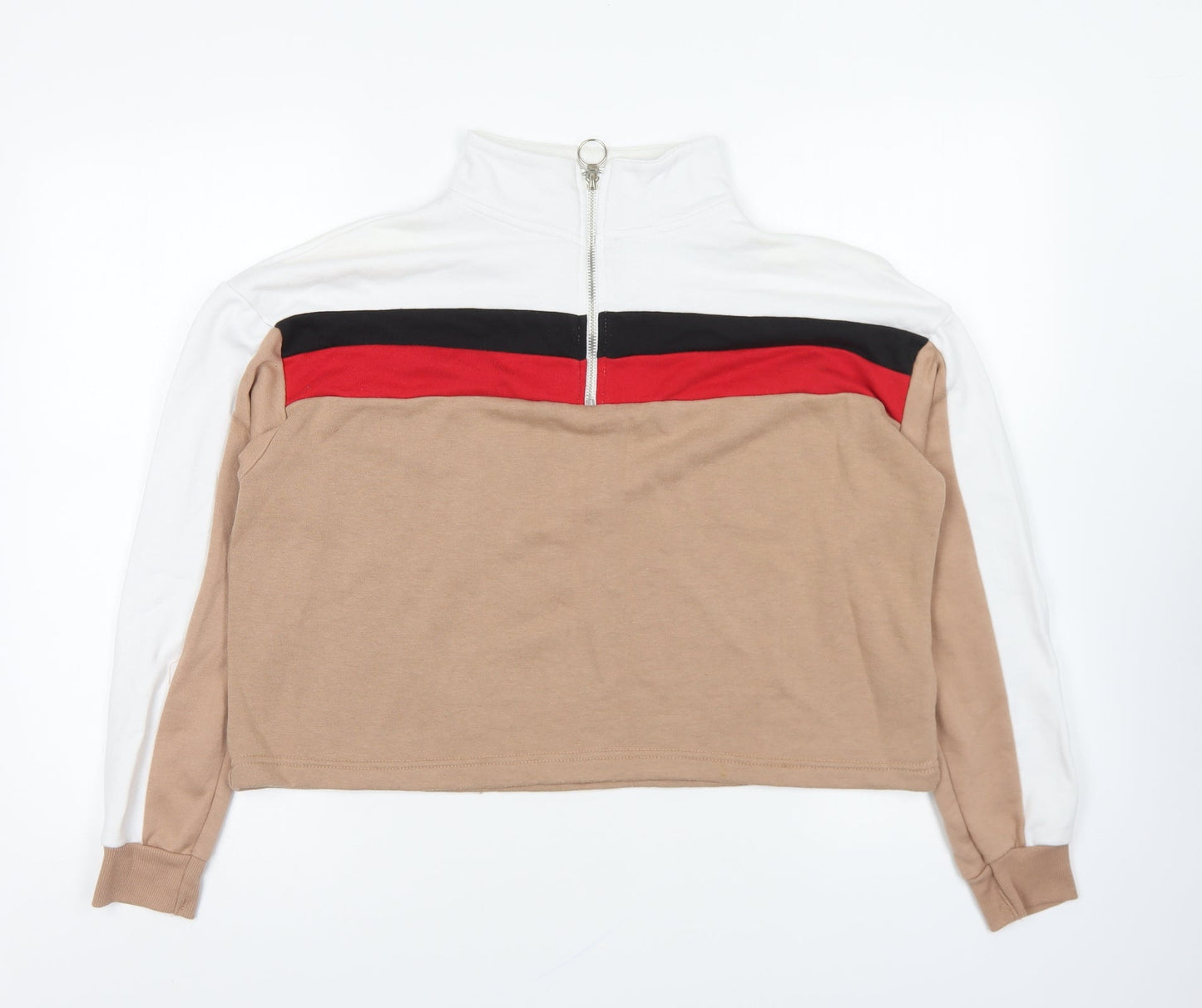 New Look Womens Multicoloured Cotton Pullover Sweatshirt Size 12 Zip - Colour Block