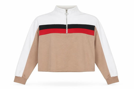 New Look Womens Multicoloured Cotton Pullover Sweatshirt Size 12 Zip - Colour Block