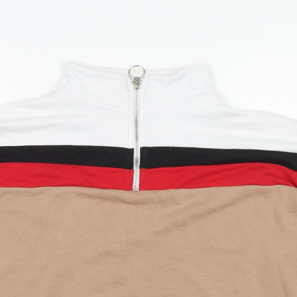 New Look Womens Multicoloured Cotton Pullover Sweatshirt Size 12 Zip - Colour Block
