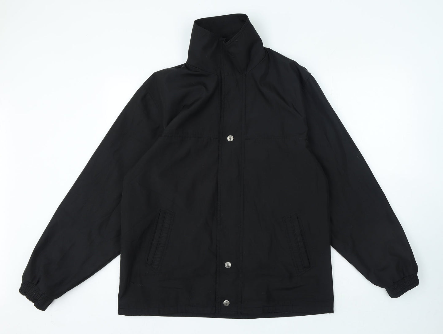 Buonamico Mens Black Overcoat Coat Size L Zip