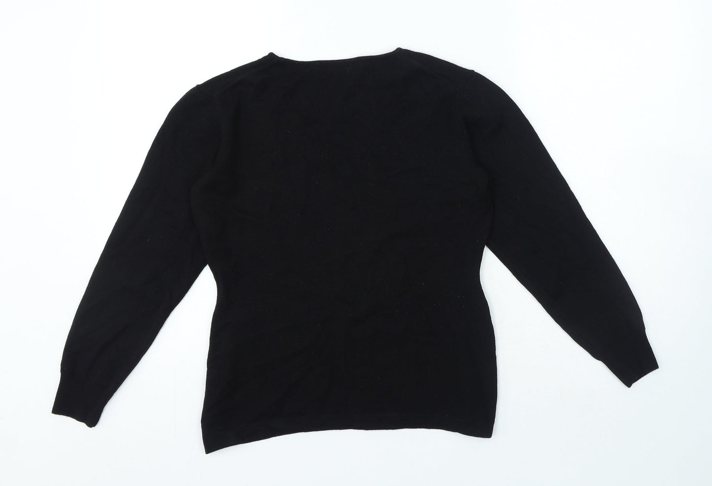 Luisa Lorenzi Womens Black Round Neck Polyester Pullover Jumper Size M