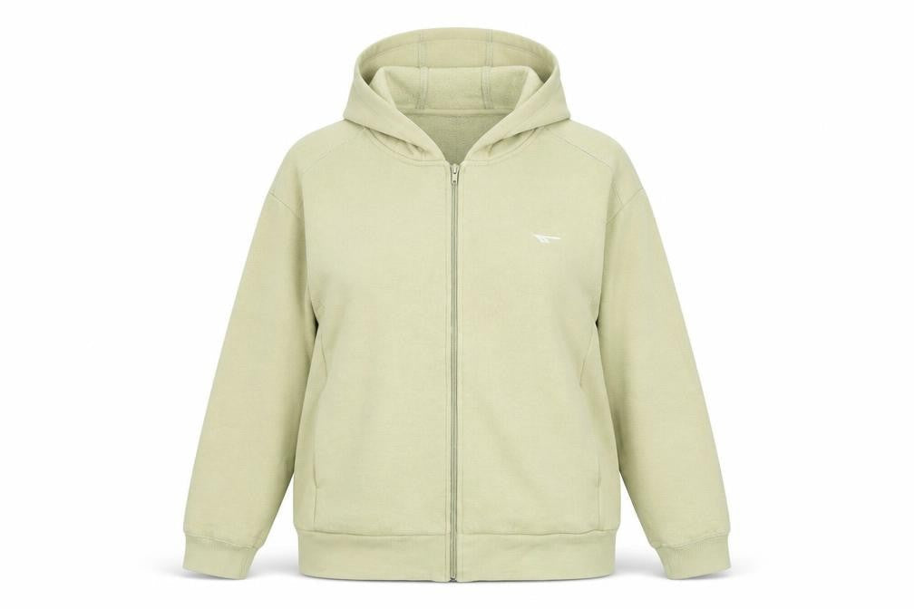 Trademark of Quality Womens Green Round Neck Polyester Full Zip Jumper Size 16