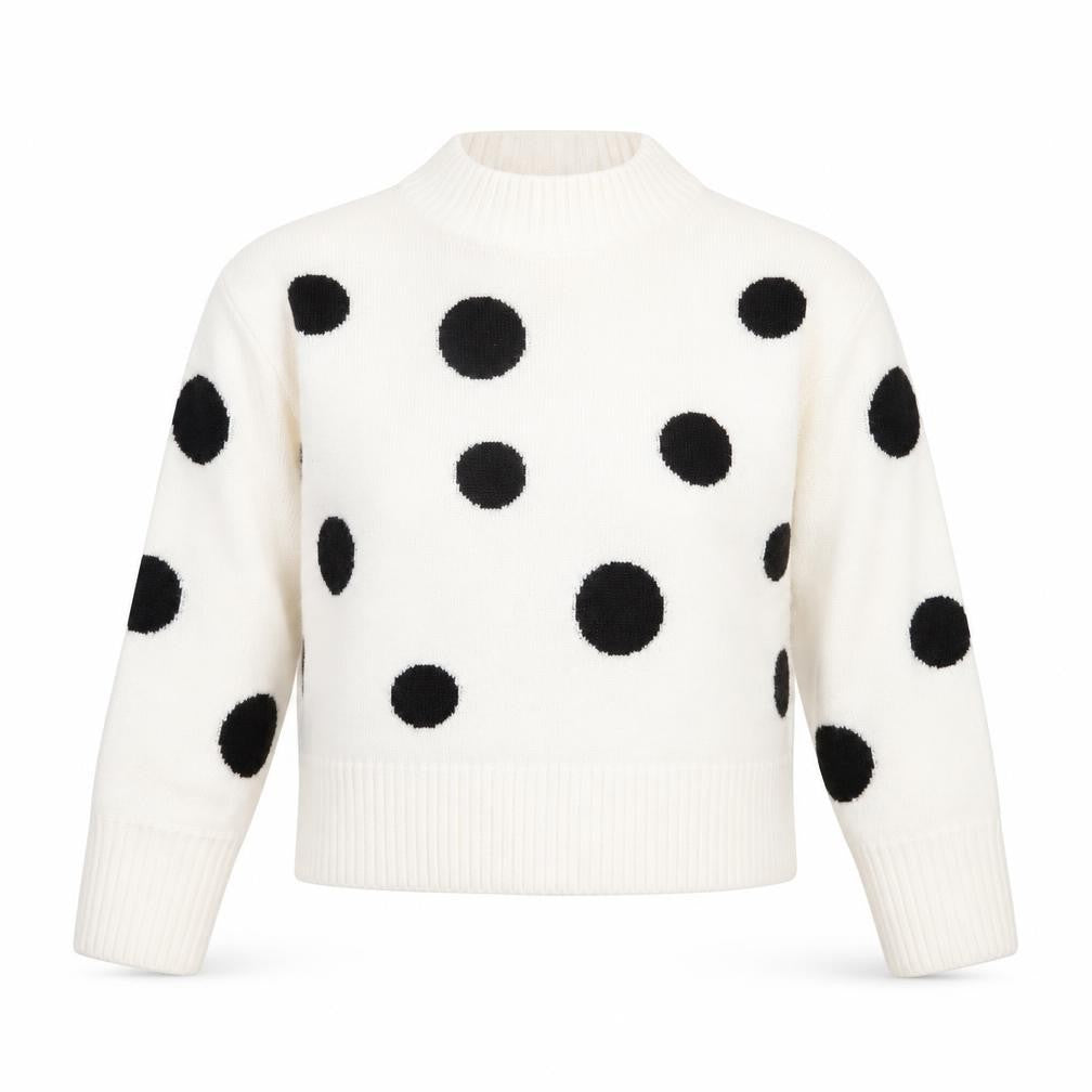 Marks & Spencer Womens White Round Neck Polka Dot Acrylic Pullover Jumper Size M