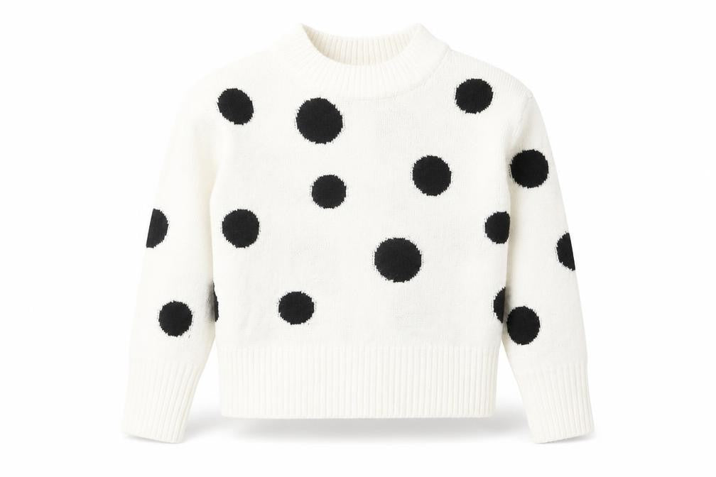 Marks & Spencer Womens White Round Neck Polka Dot Acrylic Pullover Jumper Size S