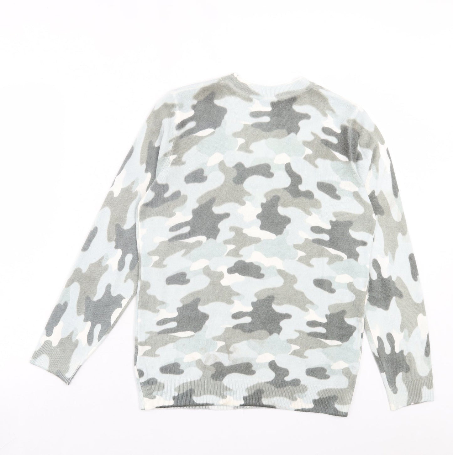 Marks and Spencer Womens Beige V-Neck Camouflage Acrylic Pullover Jumper Size S
