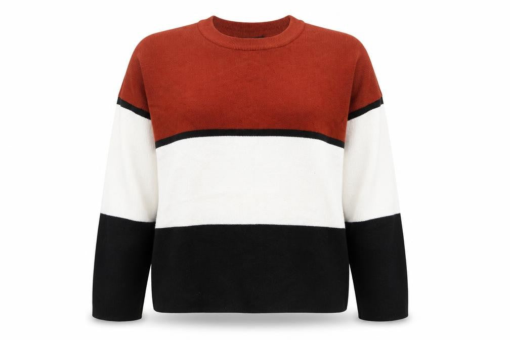 New Look Womens Multicoloured Crew Neck Striped Polyester Pullover Jumper Size M