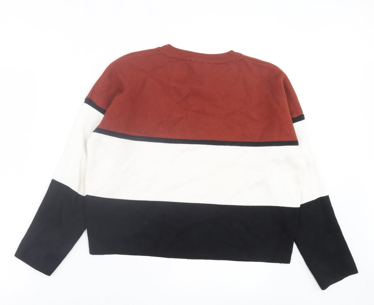 New Look Womens Multicoloured Crew Neck Striped Polyester Pullover Jumper Size M