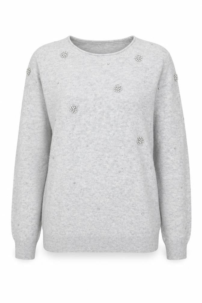 Sweewe Womens Grey Round Neck Viscose Pullover Jumper Size M