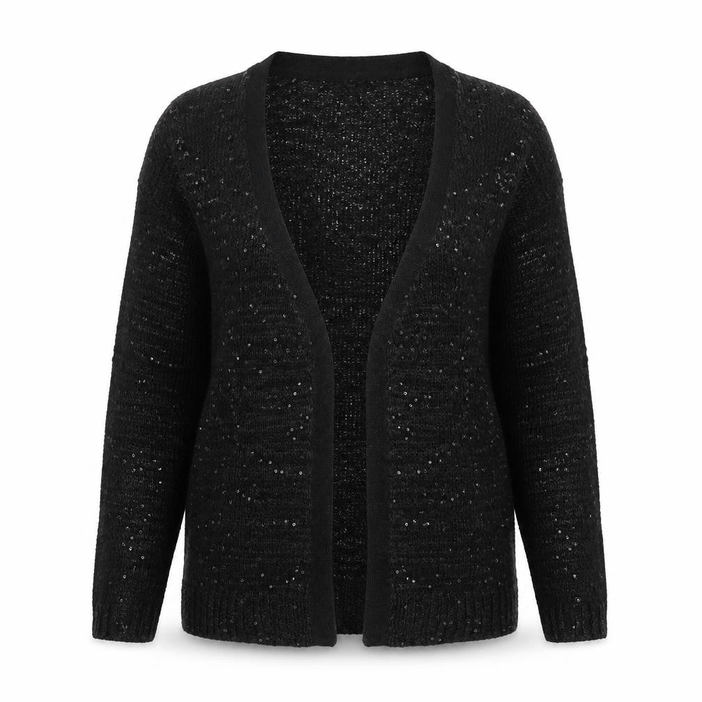 Max Womens Black V-Neck Polyester Cardigan Jumper Size 18