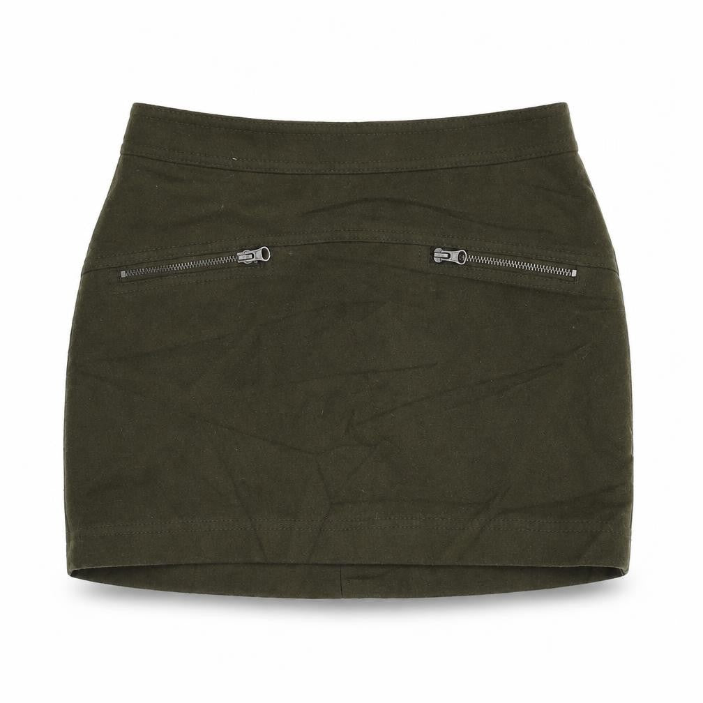 Stile Benetton Womens Green Wool Mini Skirt Size 8 Zip