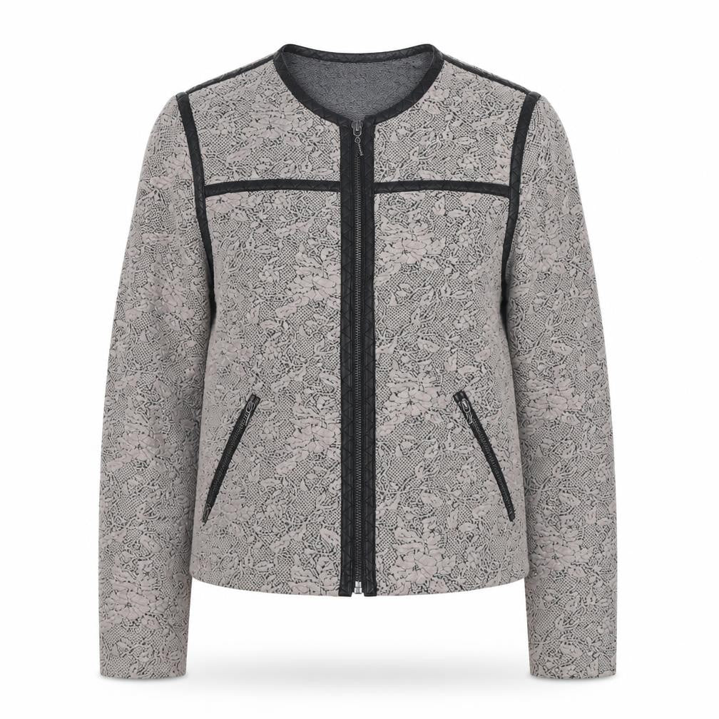 Rebecca Taylor Womens Grey Floral Jacket Size S Zip