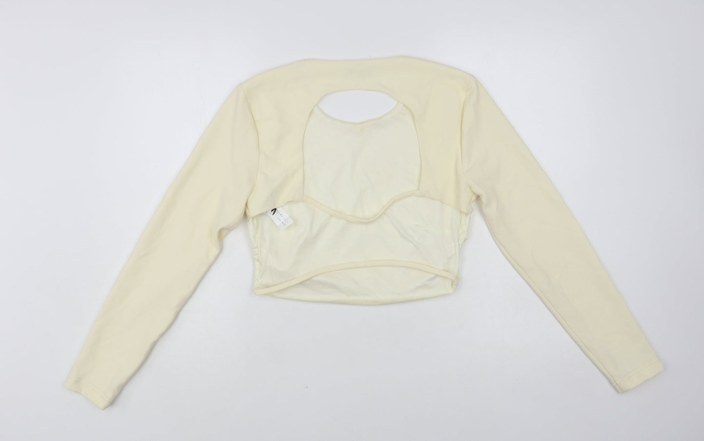 Zara Womens Ivory Polyester Cropped Blouse Size L Round Neck - Open Back