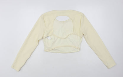 Zara Womens Ivory Polyester Cropped Blouse Size L Round Neck - Open Back